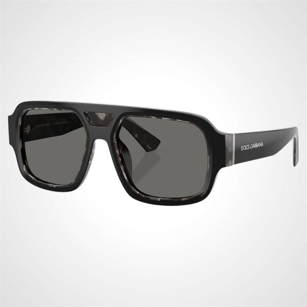 New Dolce & Gabbana Sunglasses Black Aviator Square Pilot Gray Lens 55-18